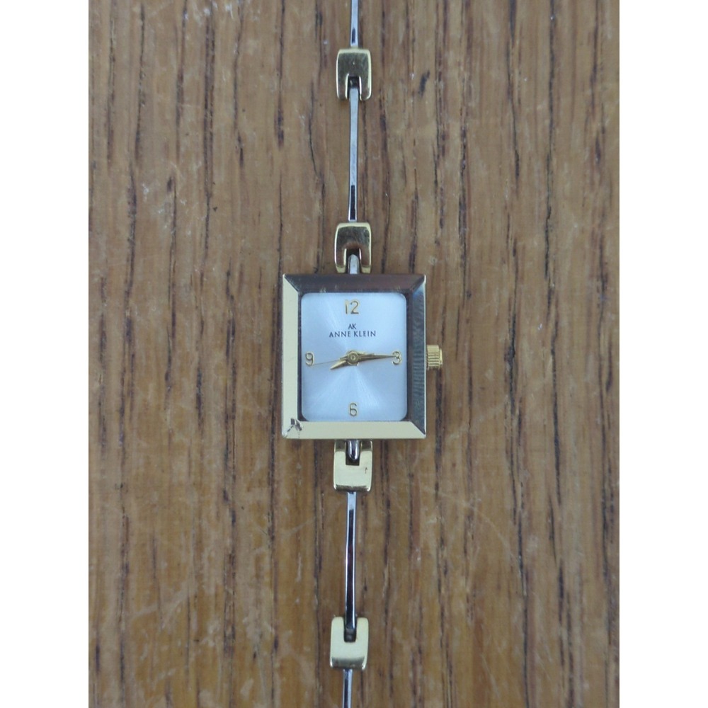 Anne Klein Tank‎ Watch Gold/Silver Tone Rectangle- New Battery